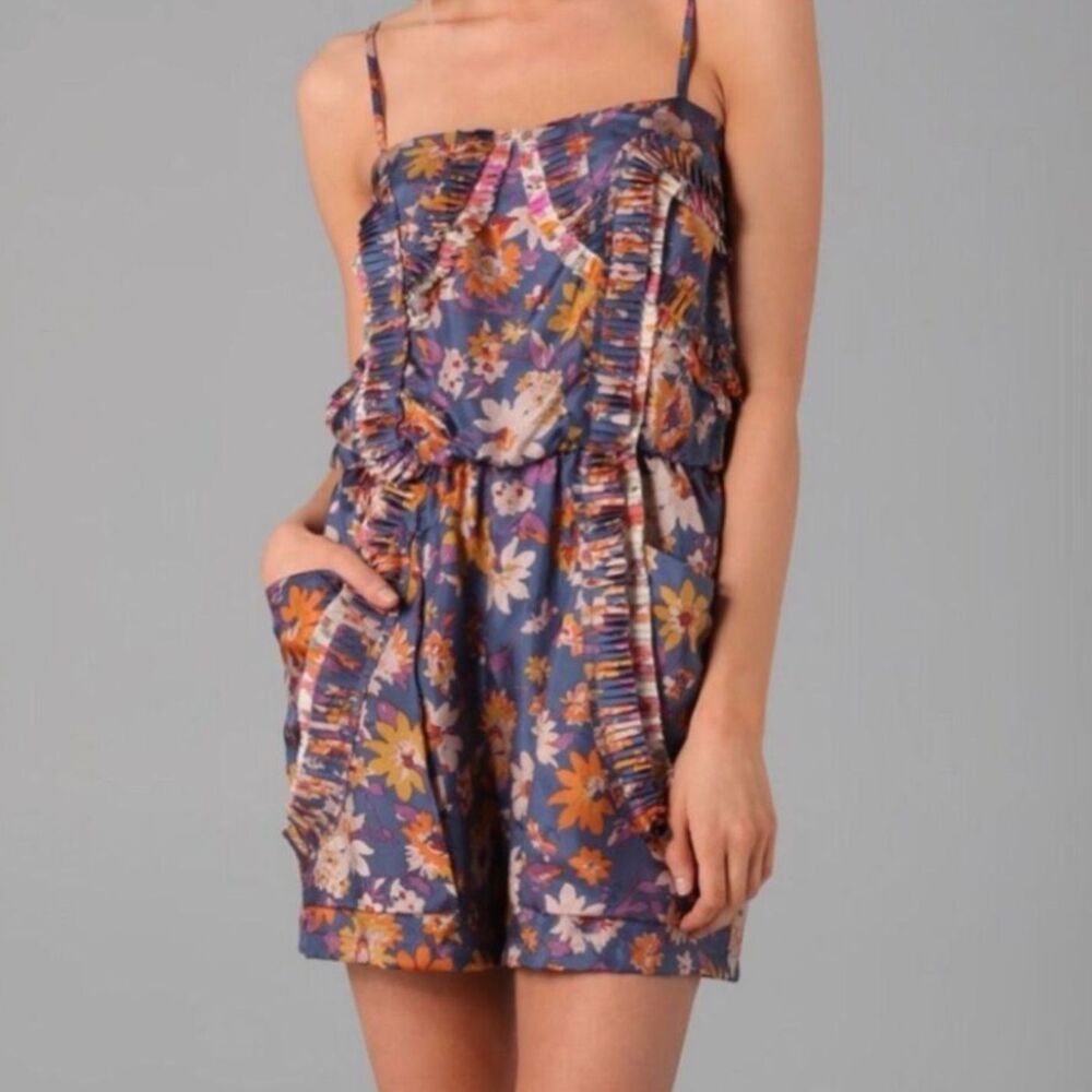 Sachin + Babi Rory Silk Floral Romper Boho Ruffle Luxe Designer Summer Playsuit